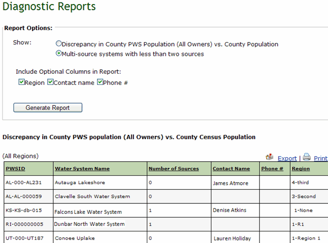 Screenshot of Diagnostic Report, Multi-Source