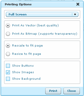 Screenshot of Print Options box