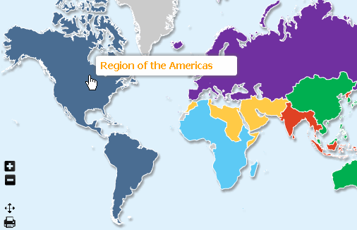 Screenshot of user selecting a region on map