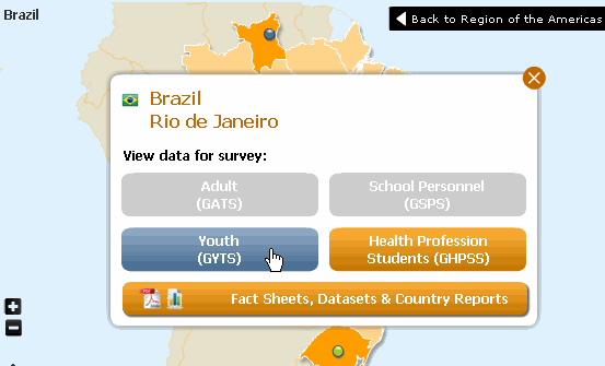 Screenshot of select survey pop-up
