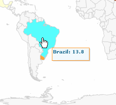 Screenshot of Brazil data on map