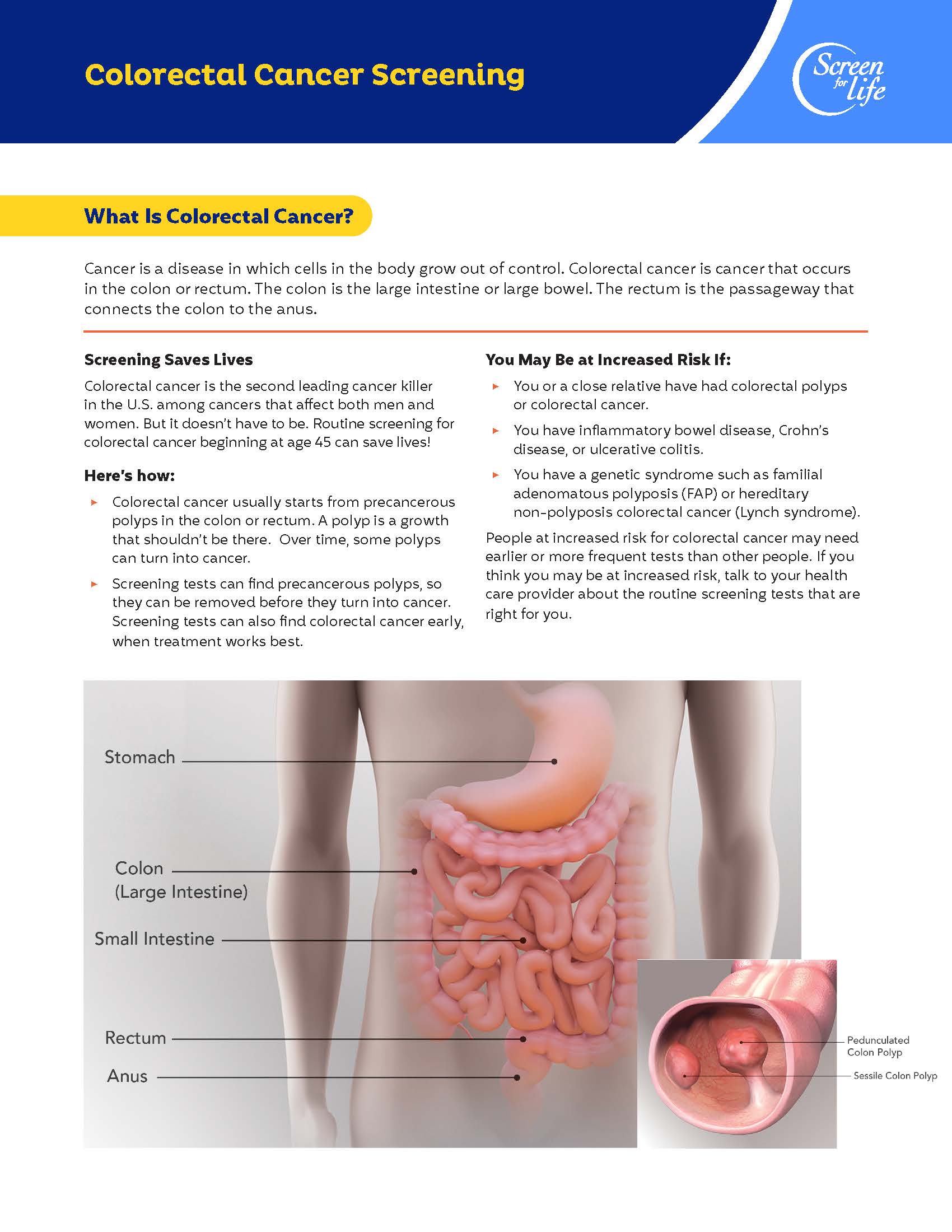 More Details about CDC Screen for Life: Colorectal Cancer Screening Fact Sheet_ English