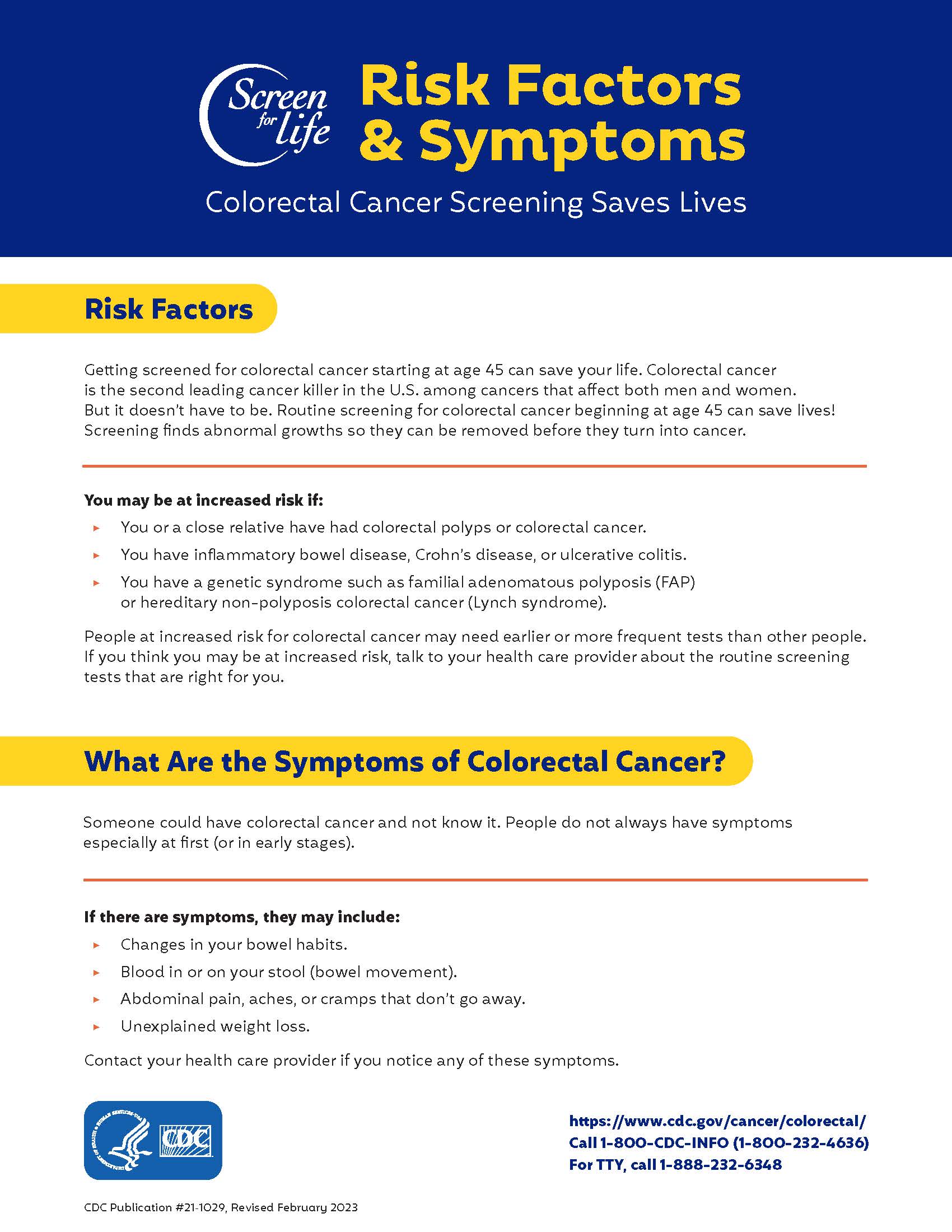 More Details about CDC Screen for Life: Colorectal Cancer Risk Factors_ Print