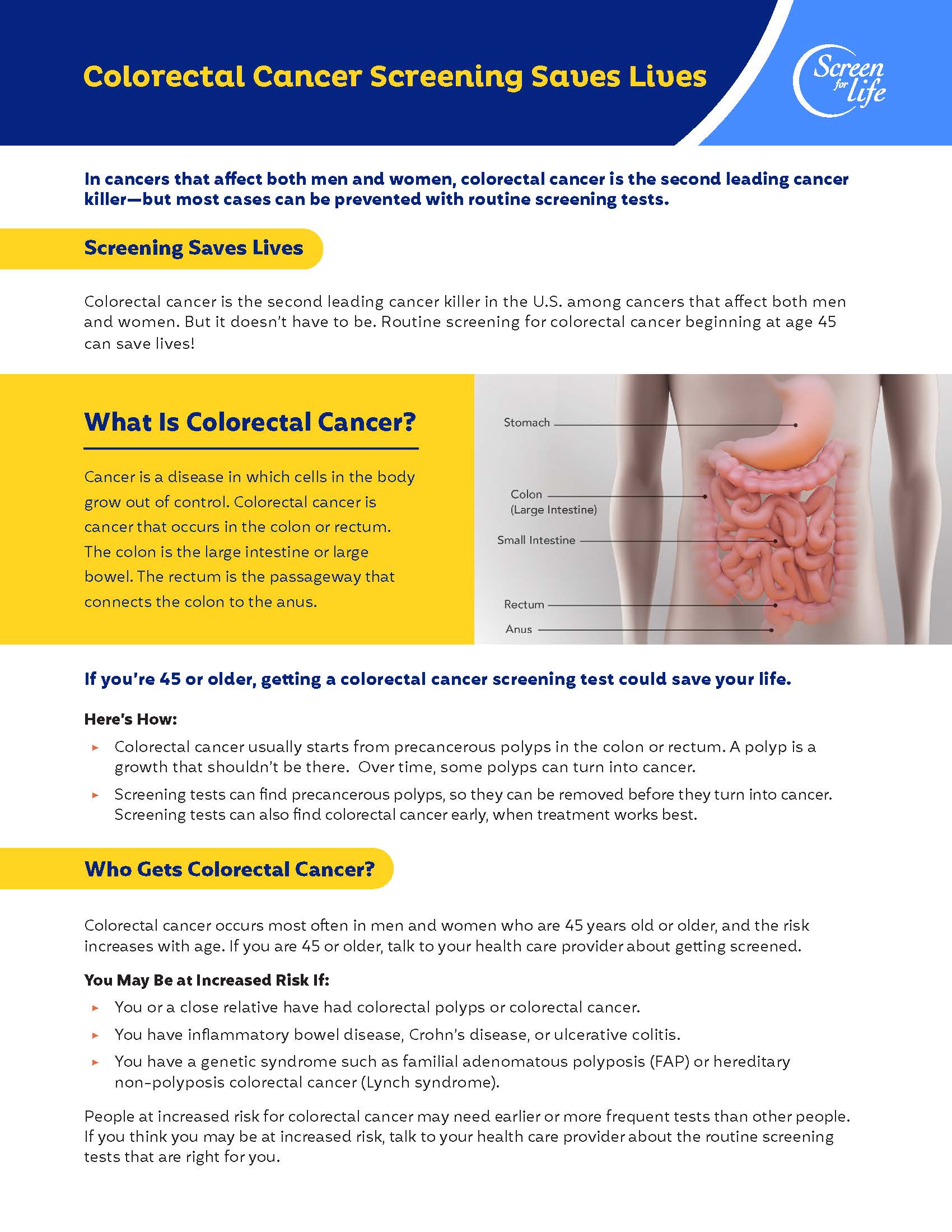 More Details about CDC Screen for Life: Colorectal Cancer Screening Saves Lives_ Print