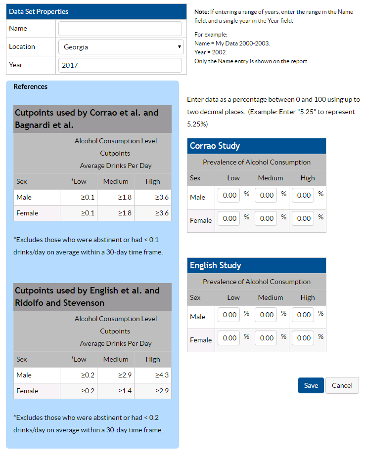 Screenshot of Create New Data Set page.