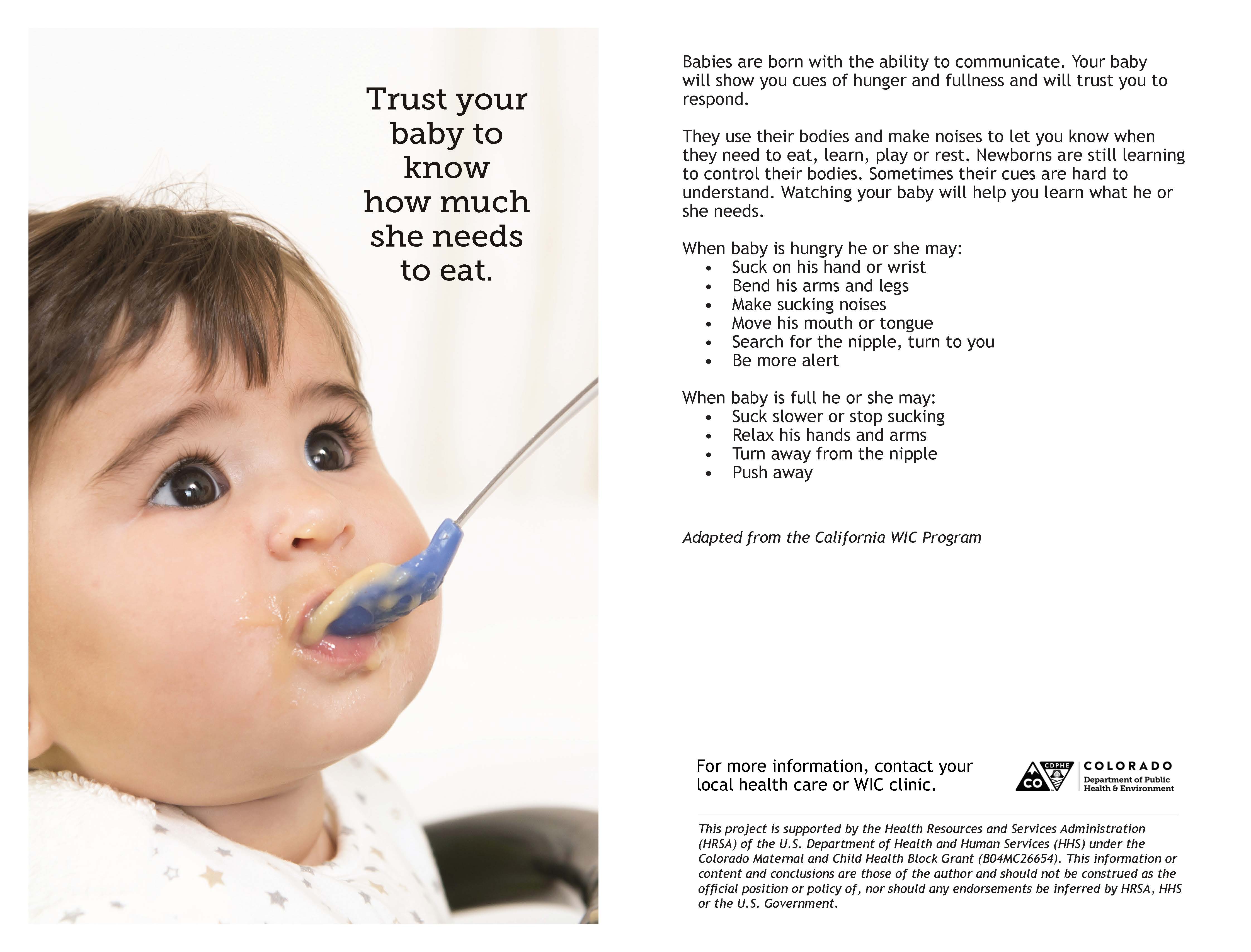 Ad/Material Details: 9 Ways - Healthy Kids: Trust Your Baby Knows How Much  to Eat (Handout)